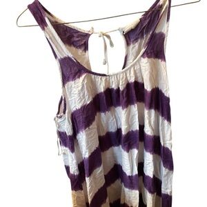 Roxy Tie Dye Tank Top Women’s Small Purple White Striped Sleeveless Tunic M